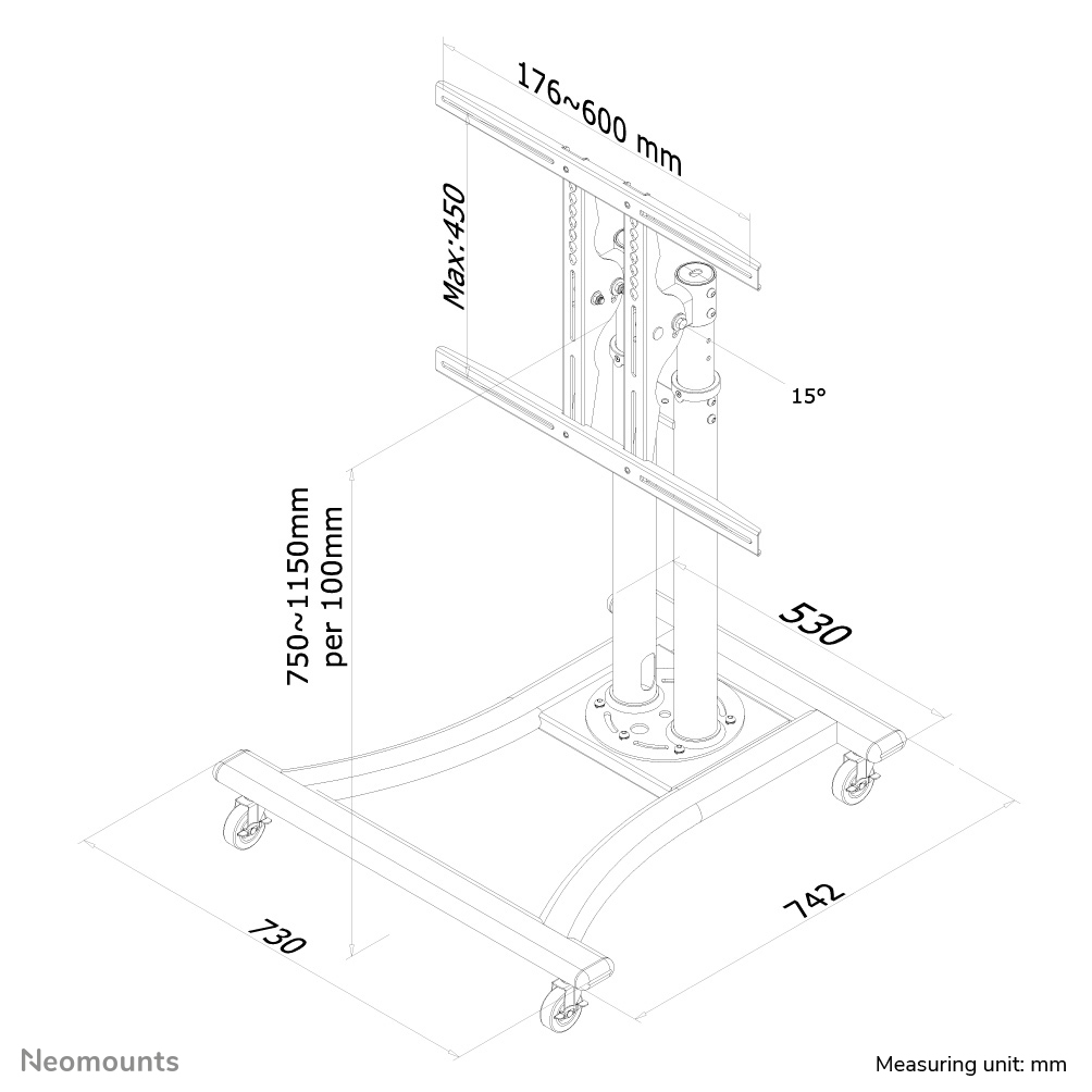 Neomounts PLASMA-M1200 Chariot pour écran 42-70"